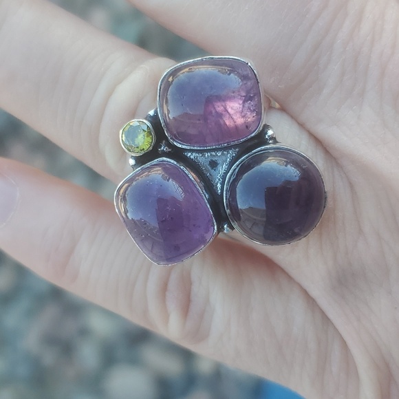 New Amethyst & Citrine 925 Silver Ring. - Picture 7 of 9